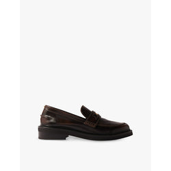 Maje Coin-embellished slip-on leather loafers