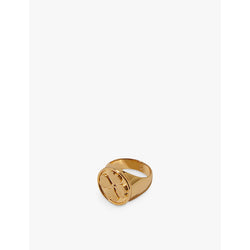 Maje Clover-embellished gold-tone brass signet ring