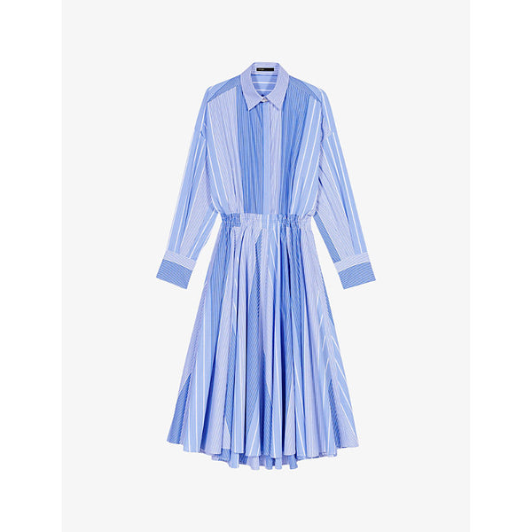 Maje Patchwork stripe-print cotton shirt dress