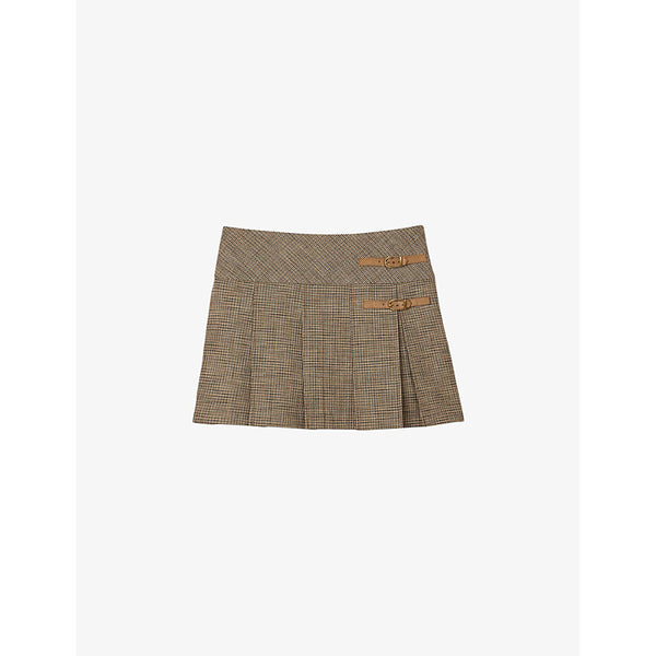 Sandro Check-patterned woven mini skirt