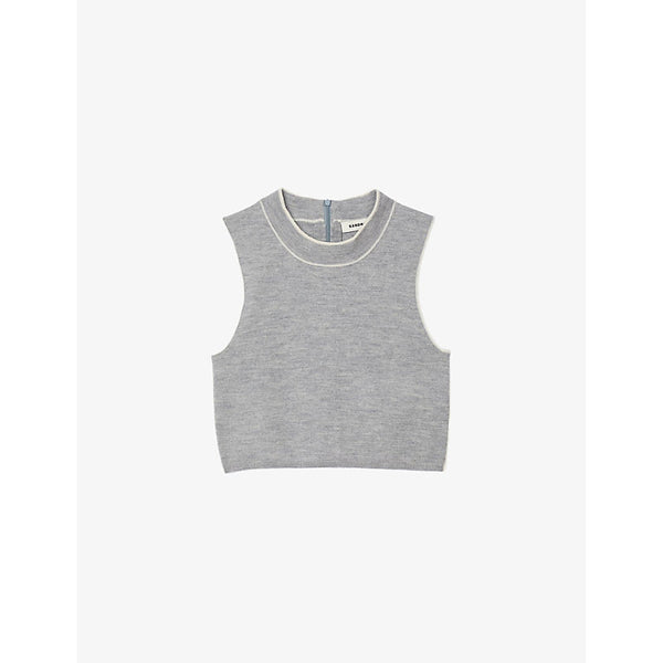 Sandro Round-neck cropped wool top