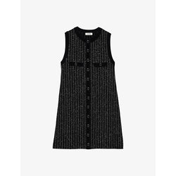  Sandro Round-neck sleeveless stretch-knit mini dress