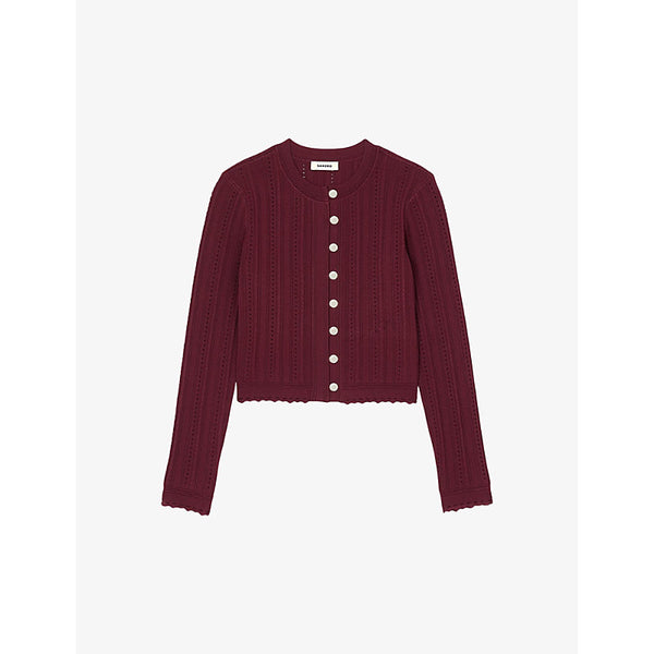 Sandro Cocotte-stitch stretch cable-knit cardigan