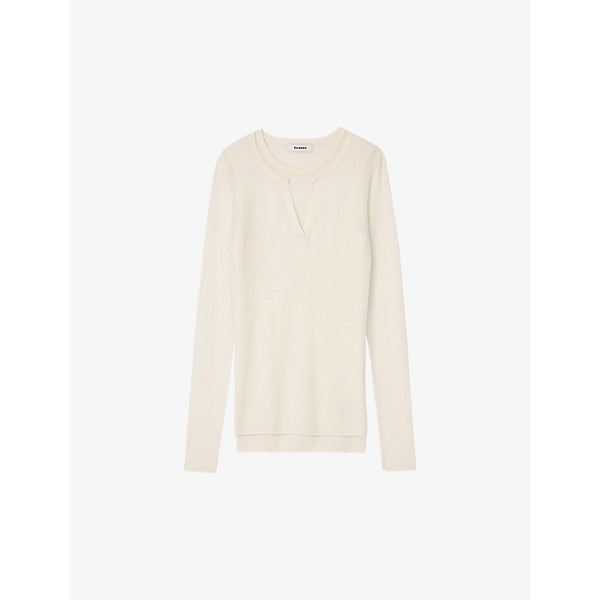 Sandro Round-neck layered-design wool top