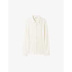  Claudie Pierlot Shirt-collar long-sleeve ribbed cotton cardigan