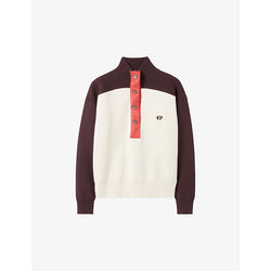  Claudie Pierlot Logo-embroidered funnel-neck woven jumper