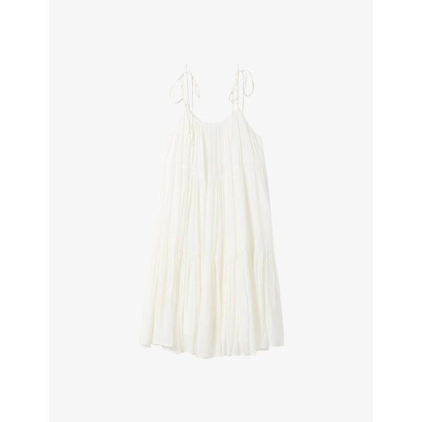 Claudie Pierlot Square-neck ruffle-trim woven mini dress