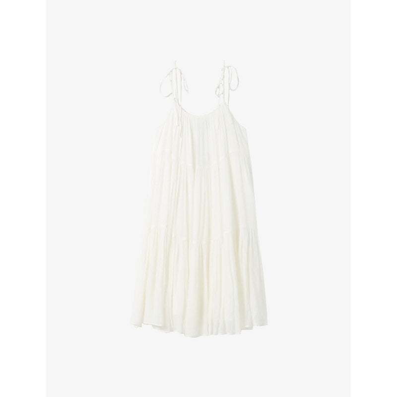 Claudie Pierlot Square-neck ruffle-trim woven mini dress | CLAUDIE PIERLOT