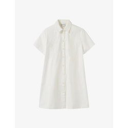 Claudie Pierlot Flower-embroidered relaxed-fit cotton shirt dress