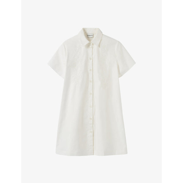 Claudie Pierlot Flower-embroidered relaxed-fit cotton shirt dress | CLAUDIE PIERLOT