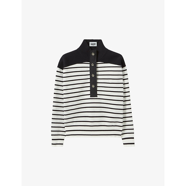  Claudie Pierlot High-neck stripe-pattern woven jumper