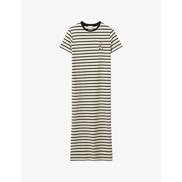  Claudie Pierlot Striped short-sleeved cotton-jersey maxi dresss