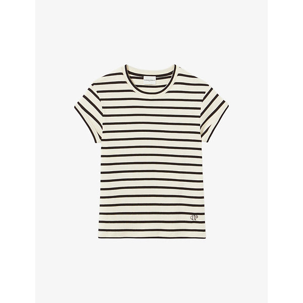 Claudie Pierlot Striped short-sleeved cotton-jersey T-shirt