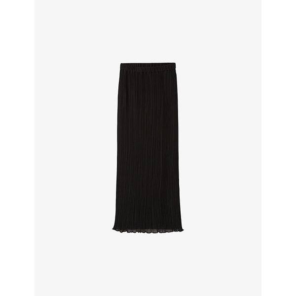  Claudie Pierlot Pleated elasticated-waist woven midi skirt