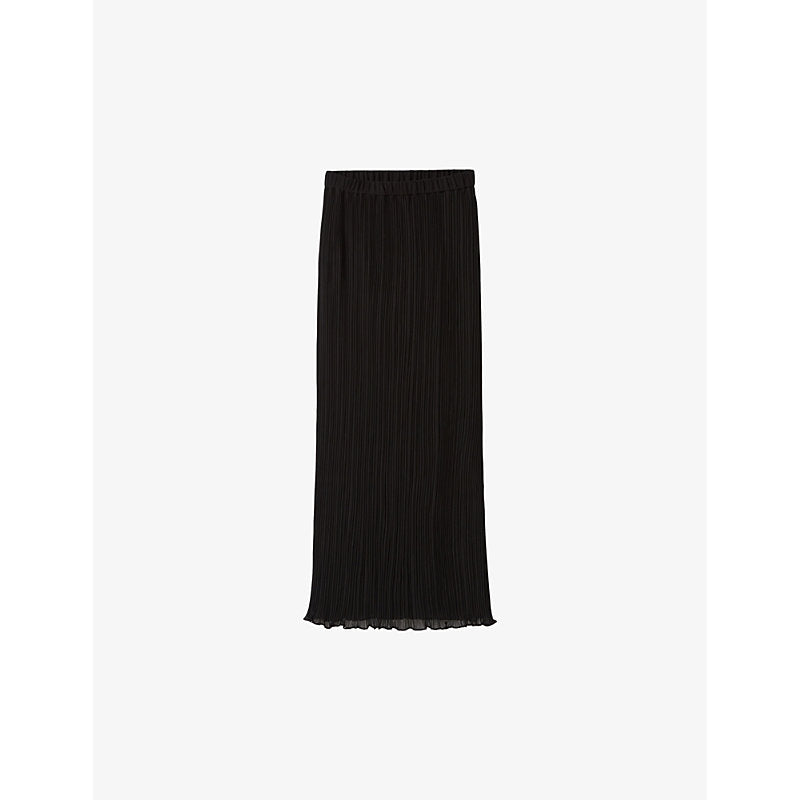  Claudie Pierlot Pleated elasticated-waist woven midi skirt