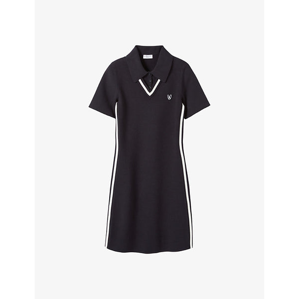 Claudie Pierlot Short-sleeved dog-embroidered knitted mini dress | CLAUDIE PIERLOT