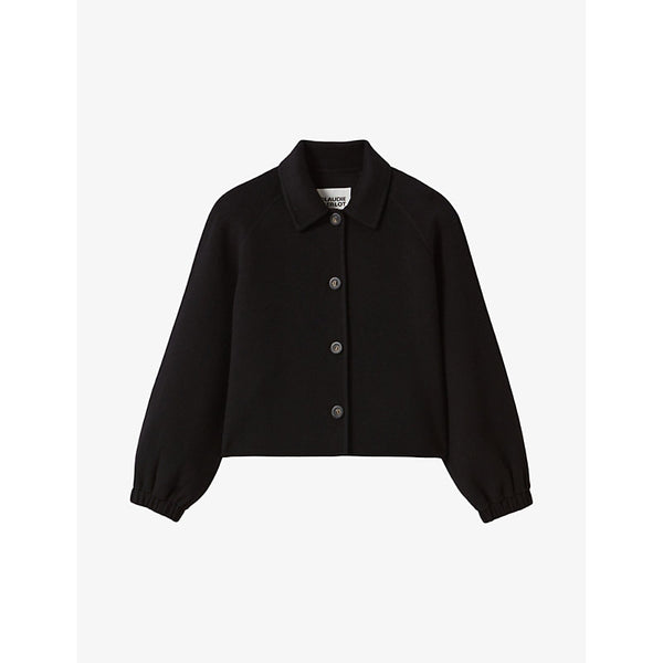 Claudie Pierlot Fitted-cuff cropped wool-blend jacket