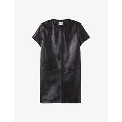 Claudie Pierlot Panelled short-sleeve leather mini dress | CLAUDIE PIERLOT