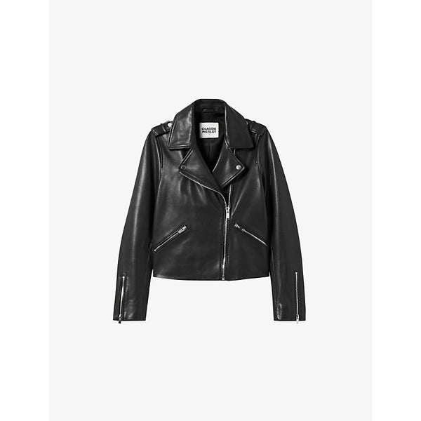 Claudie Pierlot Collar long-sleeve slim-fit leather jacket