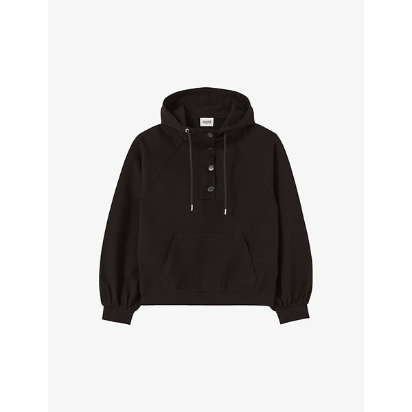 Claudie Pierlot Button-down relaxed-fit stretch-jersey hoody