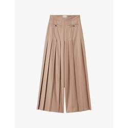  Claudie Pierlot Wide-leg high-rise pleated woven trousers