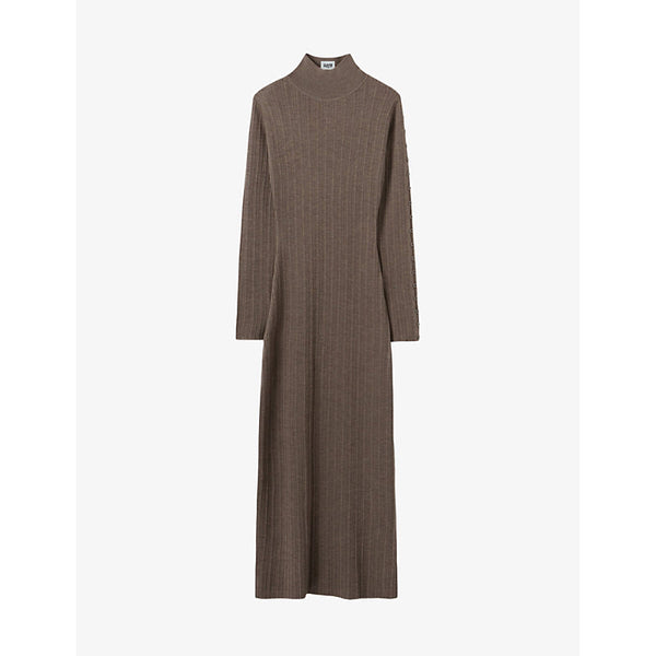 Claudie Pierlot High-neck ribbed wool maxi dress | CLAUDIE PIERLOT