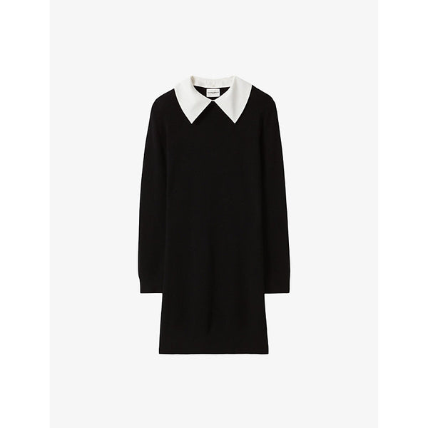 Claudie Pierlot Removeable-collar long-sleeve wool mini dress | CLAUDIE PIERLOT