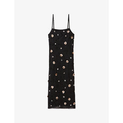 Claudie Pierlot Floral sequin-embellished sleeveless woven dress