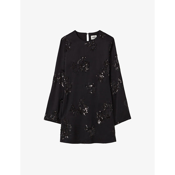 Claudie Pierlot Sequin-embroidered long-sleeve woven mini dress