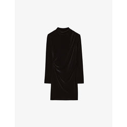 Claudie Pierlot High-neck draped velvet mini dress | CLAUDIE PIERLOT