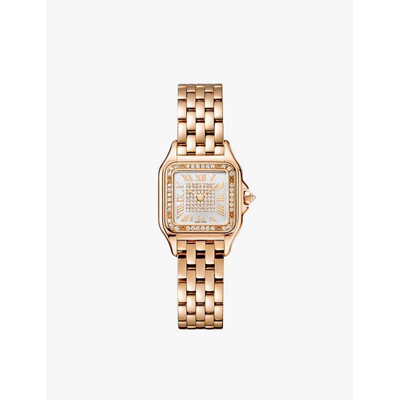 CRWJPN0039 Panthère de Cartier small 18ct rose-gold and 0.23ct brilliant-cut diamond quartz watch