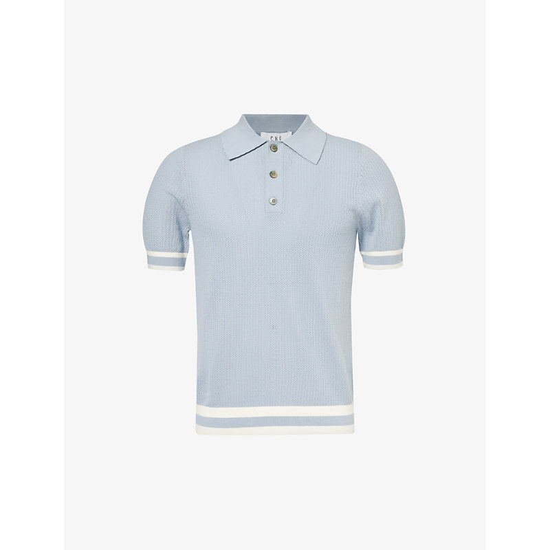  Che Quinn stripe-trimmed cotton-knit polo shirt