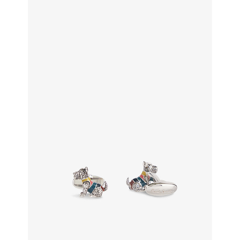  Paul Smith Dog stripe-pattern metal cufflinks