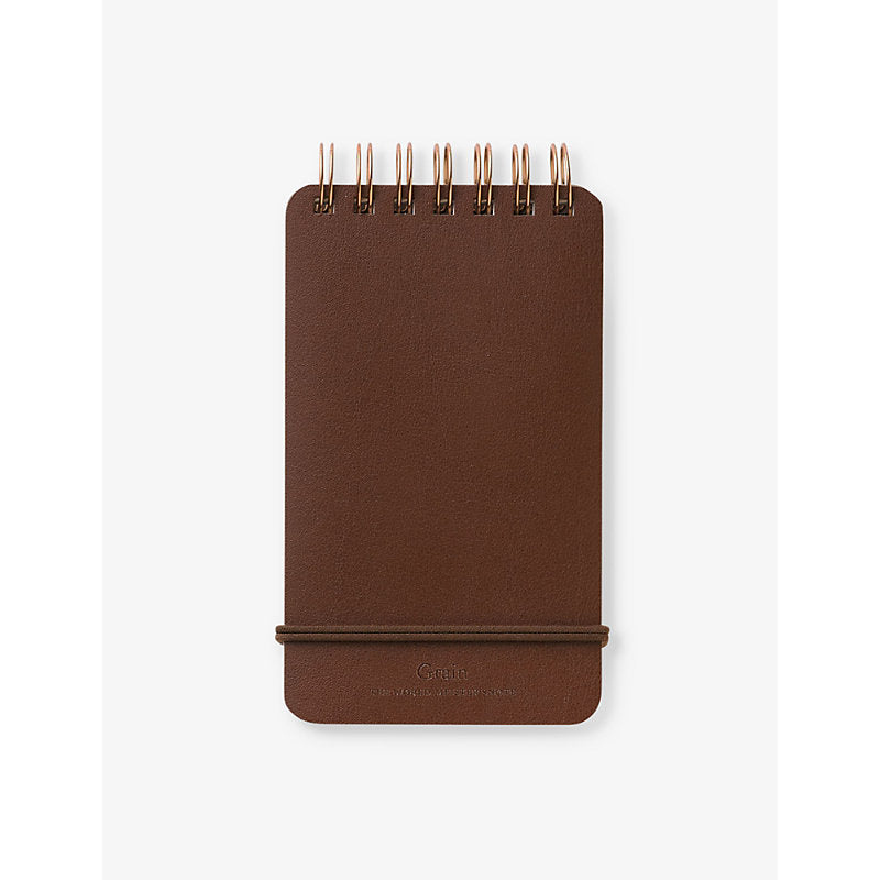 Midori Ring Memo grained-leather paper notepad