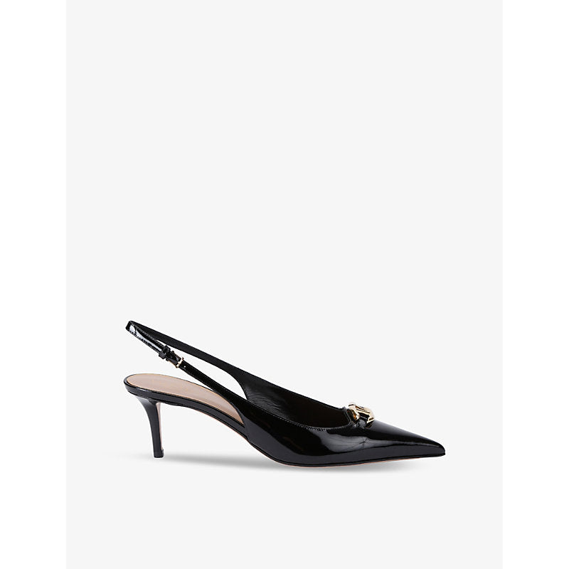 Valentino Garavani VLogo Moon patent-leather slingback courts