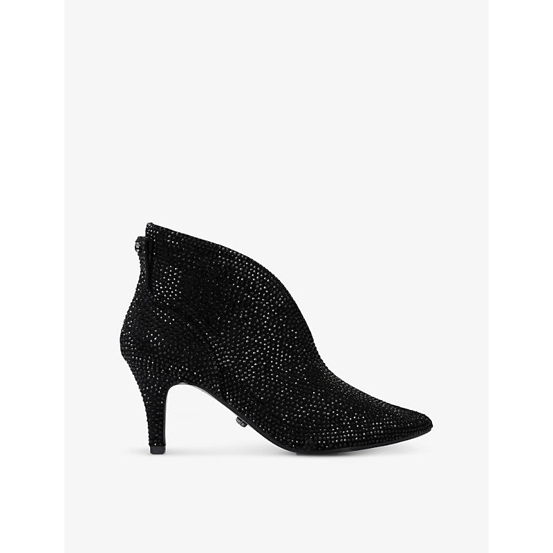 Carvela Comfort Flute crystal-embellished heeled faux-leather shoe boot