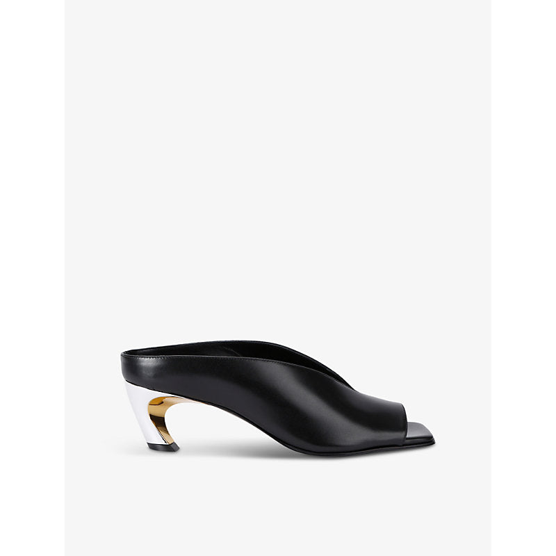 Alexander Mcqueen Armadillo square-toe leather heeled mules