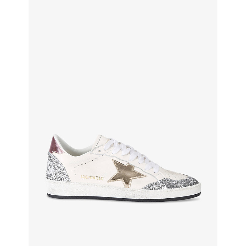  Golden Goose Ballstar Exclusive sequin-embellished leather low-top trainers