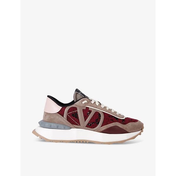  Valentino Garavani Lace Runner branded mesh and lace low-top trainers