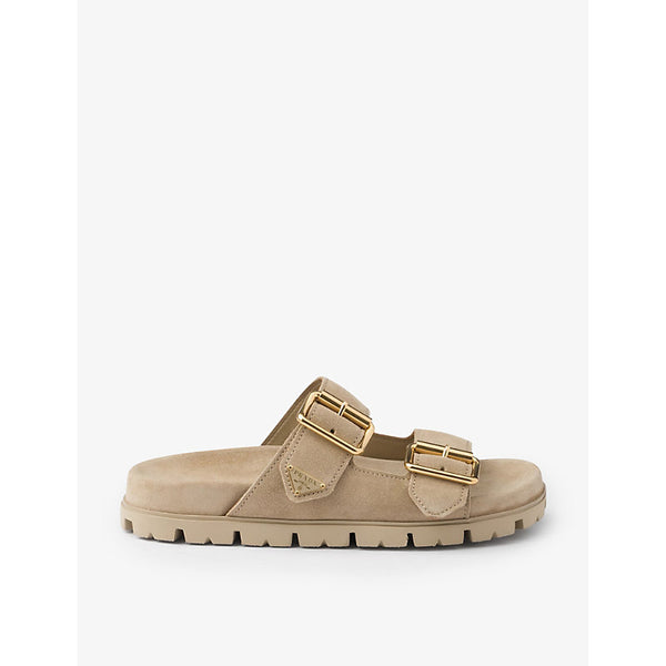 Prada Brand-plaque buckled suede sliders