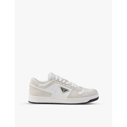 Prada Downtown logo-plaque perforated leather low-top trainers