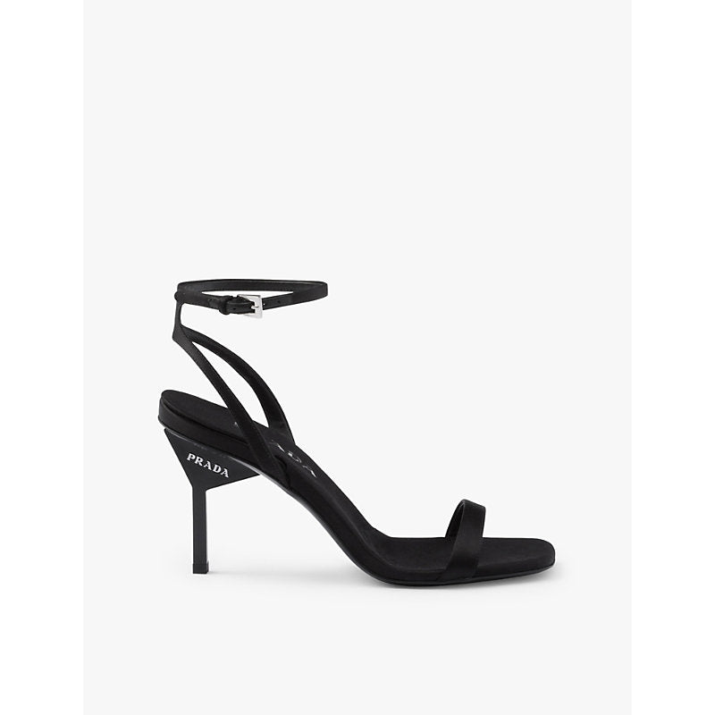 Prada Brand-embellished satin heeled sandals