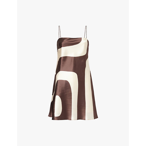 Sir Freddie geometric-print silk mini dress