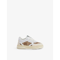 Gucci Kids' embossed-branded leather low-top trainer | Gucci