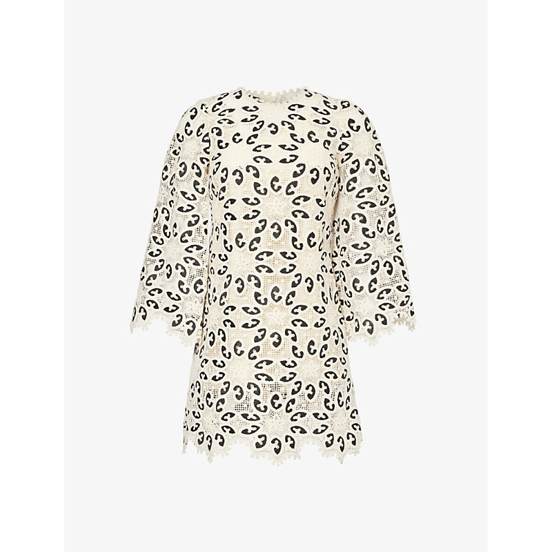  Zimmermann Ottie floral-embroidered cotton-blend mini dress