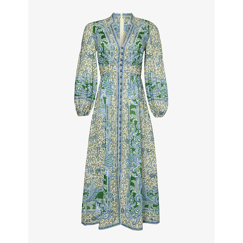 Zimmermann Ottie paisley-print linen midi dress | ZIMMERMANN