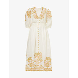  Zimmermann Waverly floral-embroidered linen midi dress