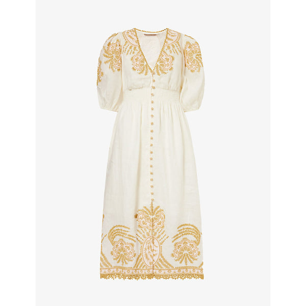  Zimmermann Waverly floral-embroidered linen midi dress