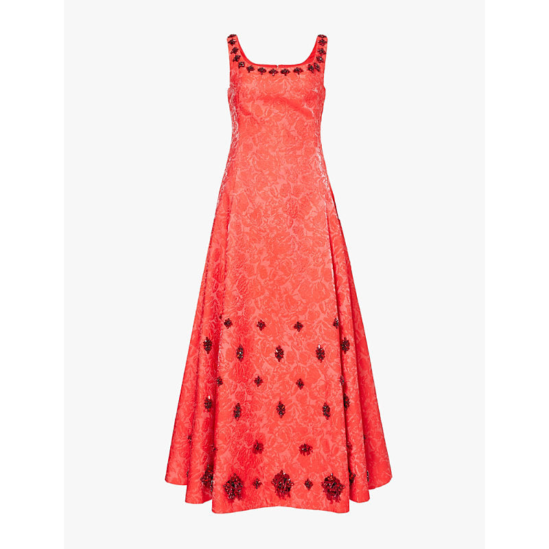 Huishan Zhang Kimberly gem-embellished woven midi dress | HUISHAN ZHANG