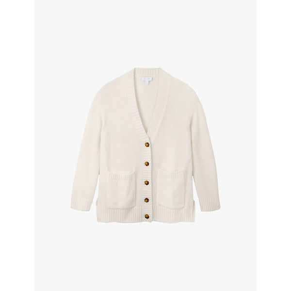  The White Company V-neck oversized wool-blend knitted cardigan